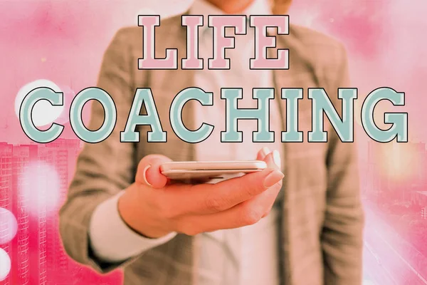 Conceptueel handschrift met Life Coaching. Bedrijfsfoto presentatie van een individu werkzaam om te helpen tonen hun doelen in carrière te bereiken. — Stockfoto