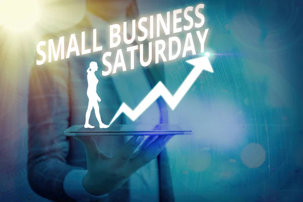 Texto para escrita de palavras Small Business Saturday. Conceito de negócio para férias de compras americanas realizadas durante o sábado . — Fotografia de Stock