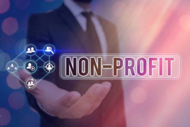 Non Profit 'i gösteren mesaj işareti. Sahiplerine kazanç sağlamayan kavramsal fotoğraf tipi bir organizasyon..