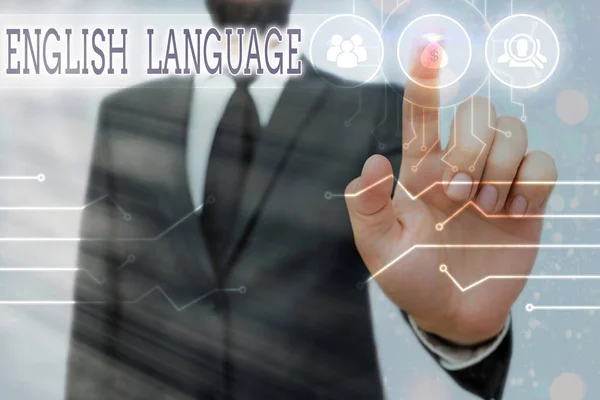 Writing note showing English Language. Business photo showcasing third spoken native lang in world after Chinese and Spanish. — Stock Photo, Image