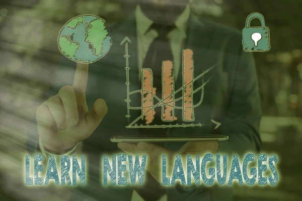 Conceptuele handschrift waarin nieuwe talen worden weergegeven. Zakelijke fotopresentatie ontwikkelen van het vermogen om te communiceren in buitenlandse lang. — Stockfoto