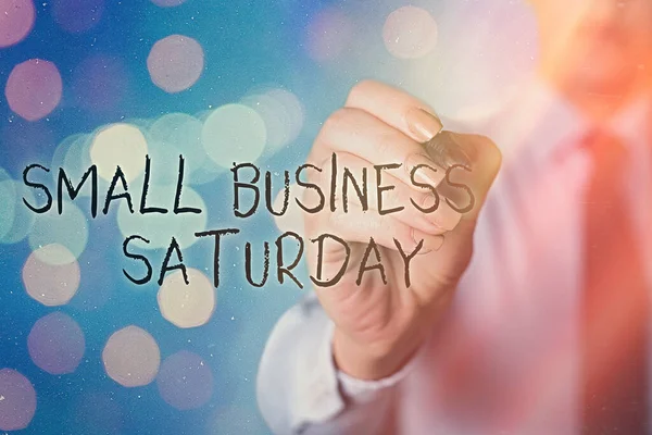 Word writing text Small Business Saturday. Business concept for American shopping holiday held during the Saturday.