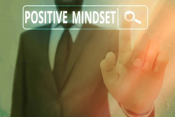 Word writing text Positive Mindset. Business concept for mental attitude in wich you expect favorable results. — Stock Photo, Image