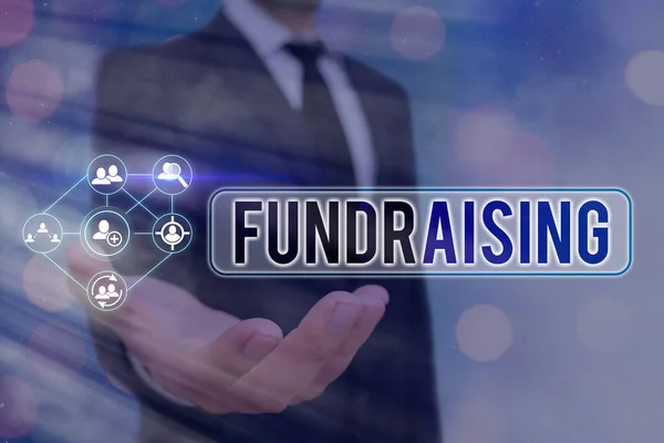 Textová značka ukazuje Fundraising. Konceptuální fotografický akt sběru nebo produkce peněz pro konkrétní účel. — Stock fotografie