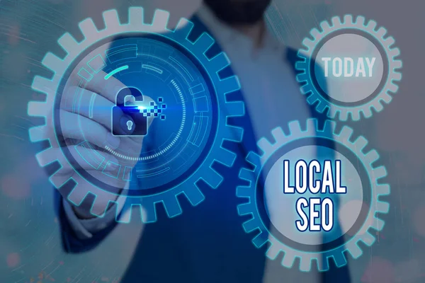 Texte d'écriture de mots Local Seo. Concept d'entreprise pour aider les entreprises à promouvoir les produits et services aux clients locaux . — Photo