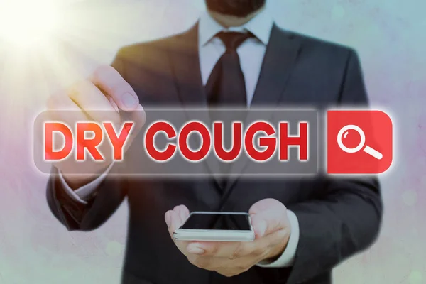 Handwriting text Dry Cough. Concept meaning cough that are not accompanied by phlegm production or mucus. — Stock Photo, Image