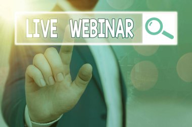 Live Webinar yazılı el yazısı metin. Web üzerinden aktarılan kavram anlamı sunum ders veya seminer.