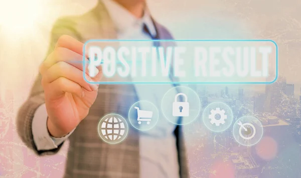Writing note showing Positive Result. Business photo showcasing shows that an individual has the disease, condition, or biomarker. — Stock Photo, Image