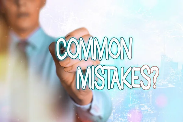 Word writing text Common Mistakes Question. Business concept for repeat act or judgement misguided making something wrong.
