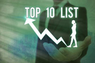 Handwriting text Top 10 List. Concept meaning the ten most important or successful items in a particular list.