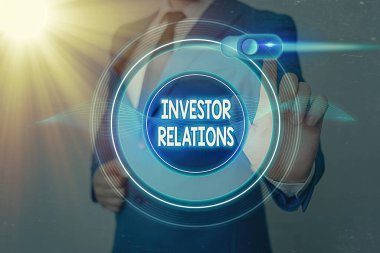 Kelime yazma Yatırımcı İlişkileri. Finansmanı birleştiren yönetim sorumluluğu konsepti.