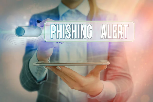 Handschriftliche Textschreiben Phishing Alert. Konzept bedeutet bewusst betrügerischen Versuch, an sensible Informationen zu gelangen. — Stockfoto