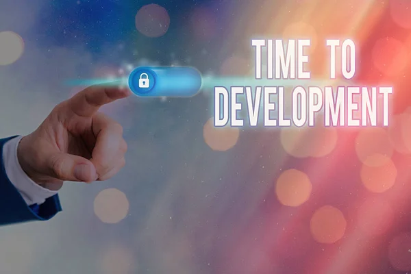 Koncepcionális kézírás, ami a Time To Development-t mutatja. Üzleti fotó szöveg az az időtartam, amely alatt a vállalat növekszik vagy fejlődik. — Stock Fotó