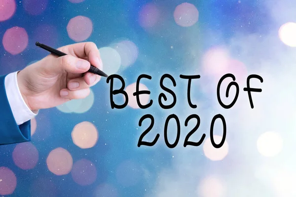 Fogalmi kézírás bemutató Best Of 2020. Üzleti fotó szöveg nagy és csodálatos dolgok és események történtek 2020-ban. — Stock Fotó