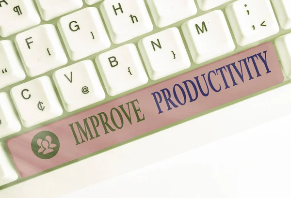 Escrever nota mostrando melhorar a produtividade. Foto de negócios mostrando para aumentar a eficiência da máquina e do processo . — Fotografia de Stock
