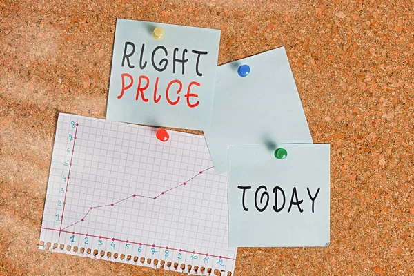 Kelime yazma metni sağ fiyat. Ürün için makul para miktarı için iş konsepti Corkboard renk boyut kağıt raptiye raptiye raptiye bilbboard uyarı tahtası için.