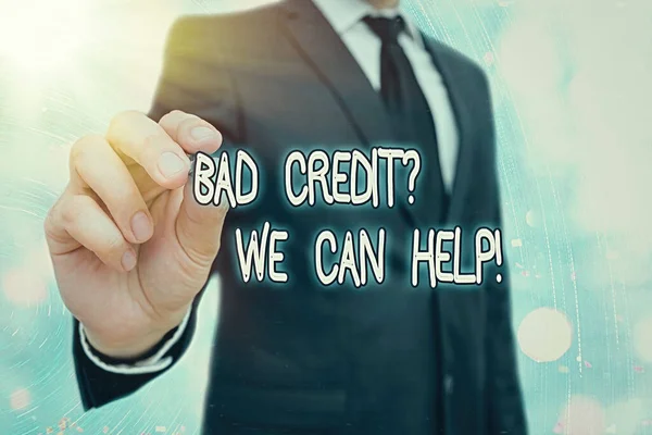 Bad Creditquestion We Can Help. Бизнес-концепция для оказания помощи в получении положительной истории платежей . — стоковое фото