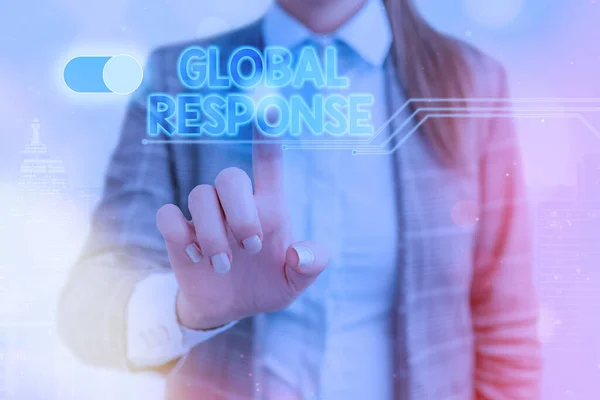 Parola di scrittura del testo Global Response. Business concept per indica il comportamento del materiale lontano dal punto di impatto . — Foto Stock