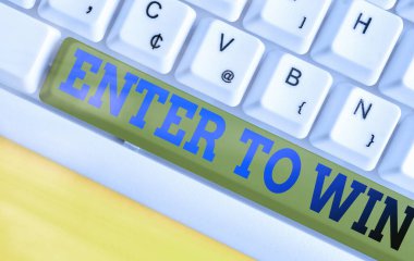 El yazısı metni Kazanmak için girin. Kavram anlamı ödül şansı kazanma ödülü için bir değer alışverişi.