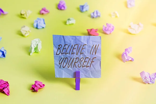 Handwriting text Believe In Yourself. Concept meaning common piece of advice that you can do everything. — Stockfoto