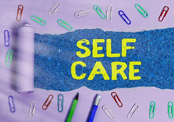 Word writing text Self Care. Business concept for the practice of taking action to improve one s is own health. — Stock Photo, Image