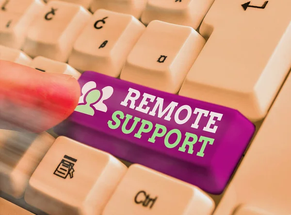 Writing note showing Remote Support. Business photo showcasing type of secure service, which permits representatives to help. — Stock Photo, Image