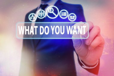 Ne İstiyorsanız gösteren not yazma. Birine bir şey sunmak veya ihtiyacını sormak için kullanılan iş fotoğrafı vitrini.