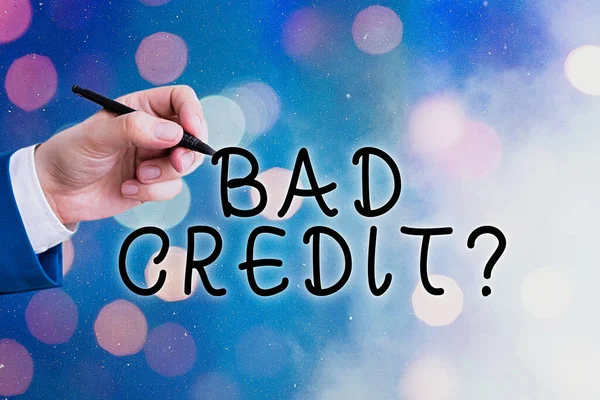 Conceptual hand writing showing Bad Creditquestion. Business photo text inabilityof an individual to repay a debt on time and in full. — Stock Photo, Image