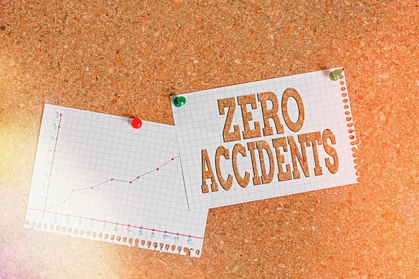 Ecriture conceptuelle montrant Zero Accidents. Photo d'affaires mettant en valeur une stratégie importante pour prévenir les accidents du travail Tableau de bord taille papier feuille de vignette panneau d'affichage . — Photo