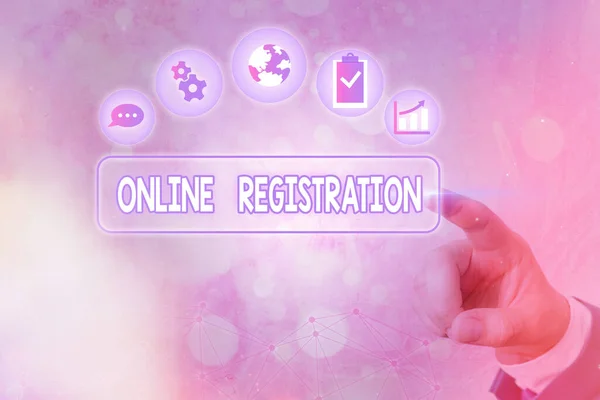 Консервативное рукописное письмо, показывающее онлайн-регистрацию. Система для подписки или регистрации через Интернет . — стоковое фото