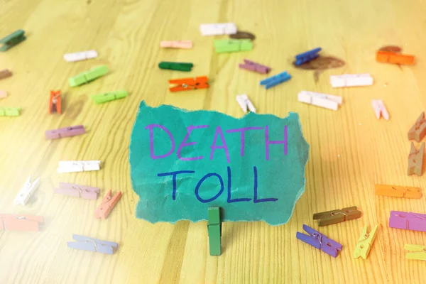 Texte d'écriture Word Death Toll. Concept d'entreprise pour le nombre de décès résultant d'un incident particulier . — Photo