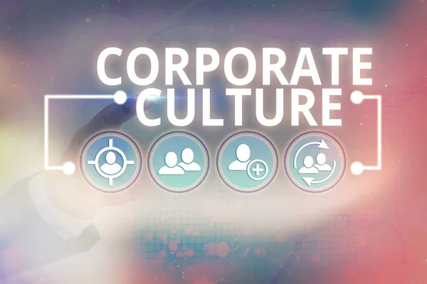 Word writing text Corporate Culture. Business concept for pervasive values and attitudes that characterize a company.