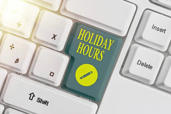 Sinal de texto mostrando Horas de férias. Empregado foto conceitual recebe o dobro do seu salário normal para todas as horas . — Fotografia de Stock