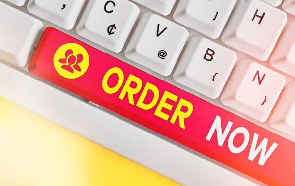 Word writing text Order Now. Business concept for the activity of asking for goods or services from a company. — Stock Photo, Image