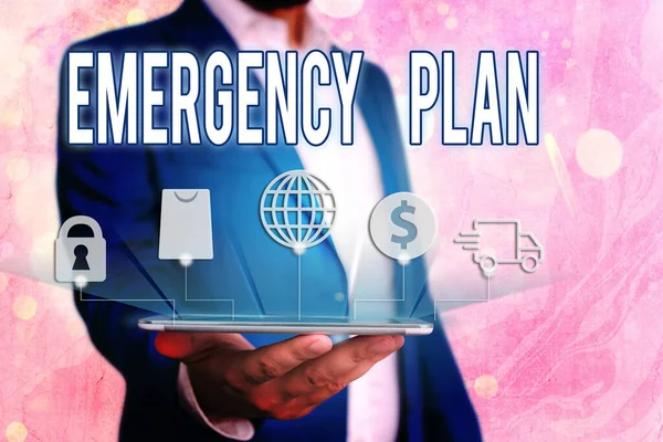 Scrivere un testo Piano di emergenza. Concetto significa procedure per la gestione di situazioni improvvise o impreviste . — Foto Stock