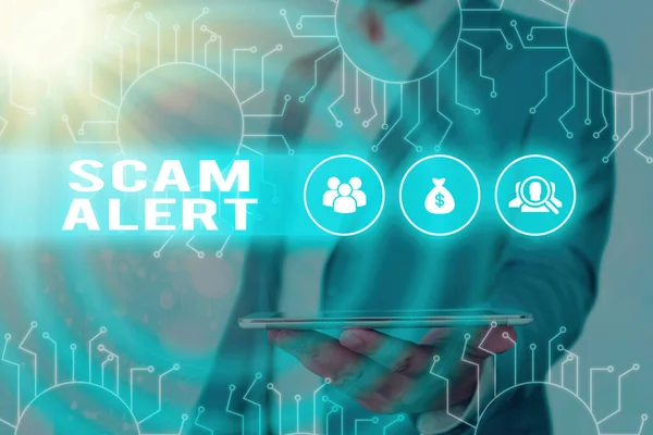 Text sign showing Scam Alert. Conceptual photo unsolicited email that claims the prospect of a bargain. — Stock Photo, Image