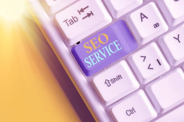 Rukopis Seo Service. Koncepce znamená techniky a postupy pro zvýšení viditelnosti webových stránek. — Stock fotografie