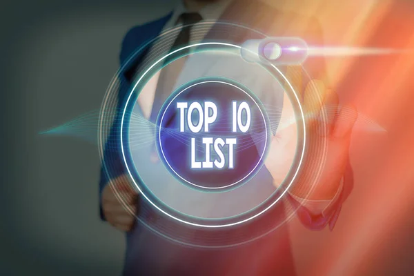 Tekst schrijven Top 10 Lijst. Bedrijfsconcept voor de tien belangrijkste of succesvolste items in een bepaalde lijst. — Stockfoto