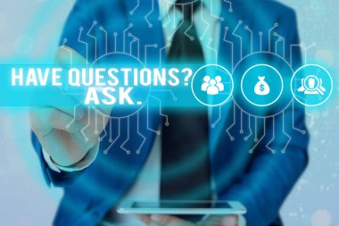 Kelime yazma metni Soru Sorusu Var. Bireylere sormak için yazdığınız ya da söylediğiniz bir şeyin iş konsepti.