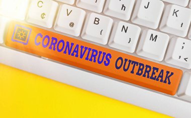 Coronavirüs salgınını gösteren bir mesaj. Yeni keşfedilen COVID19 'un sebep olduğu kavramsal fotoğraf bulaşıcı hastalık.