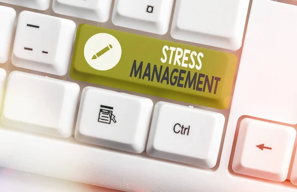 Écriture de texte Gestion du stress. Concept d'entreprise pour la méthode de limitation du stress et de ses effets en apprenant des moyens . — Photo