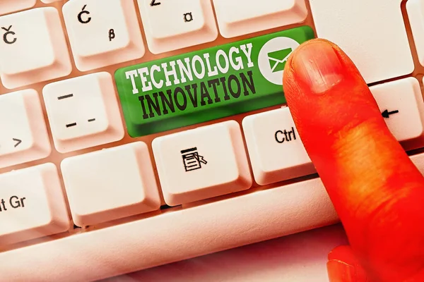 Ordskrivande text Teknologi Innovation. Affärsidé för betydande tekniska förändringar av produkter. — Stockfoto