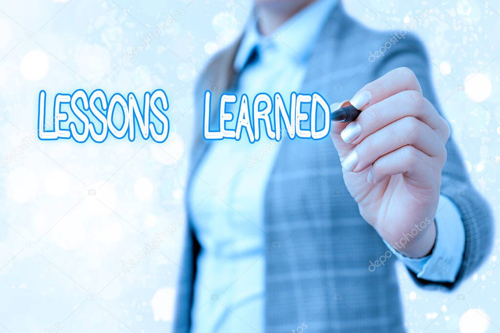 Word writing text Lessons Learned. Business concept for the knowledge or understanding gained by experience.