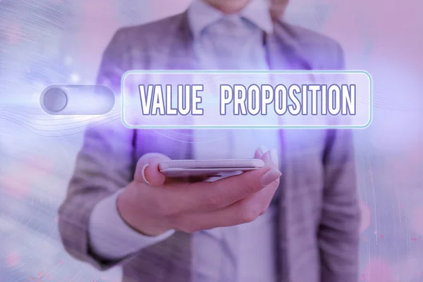 Text sign showing Value Proposition. Conceptual photo feature intended to make a company or product attractive. — Stock Photo, Image