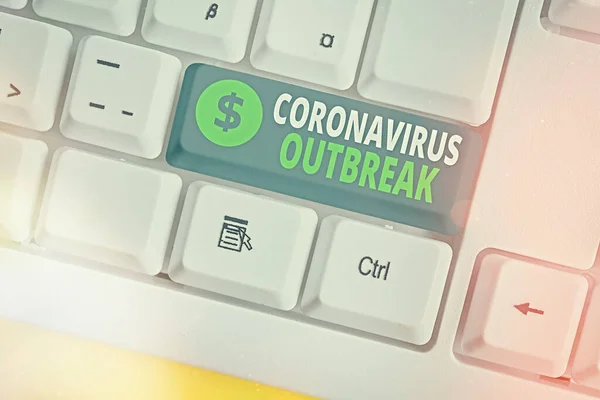 手写文本Coronavirus Outbreak 。新发现的COVID19引起的传染病的概念. — 图库照片