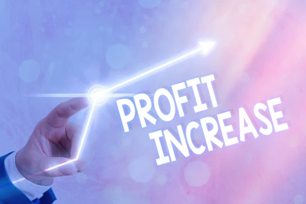 Profit Increase 'i gösteren metin işareti. Kavramsal fotoğraf. Bir işten elde edilen gelir miktarı.. — Stok fotoğraf