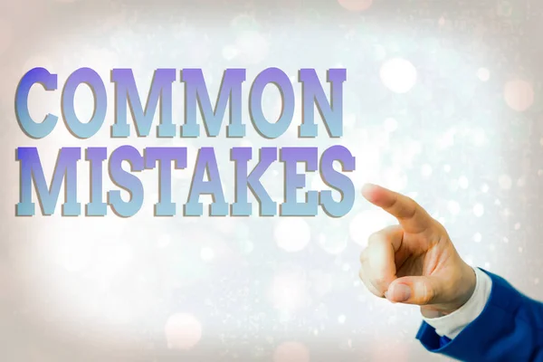 Writing note showing Common Mistakes. Business photo showcasing actions that are often used interchangeably with error. — Stock Photo, Image