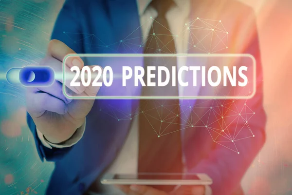 Nota di scrittura che mostra le previsioni 2020. Dichiarazione di presentazione delle foto aziendali su ciò che pensi accadrà nel 2020 . — Foto Stock