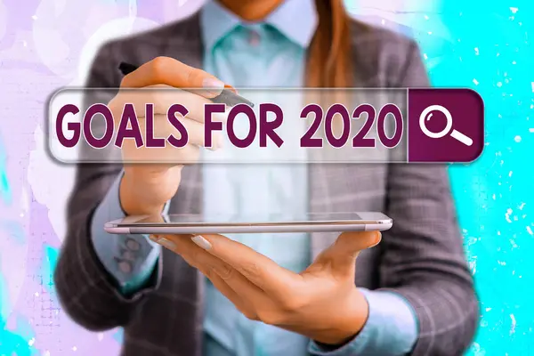 Konzeptionelle Handschrift, die Ziele für 2020 zeigt. Geschäftsfoto, das Objekt eines individuellen Ehrgeizes oder Bemühungsziels oder gewünschten Ergebnisses zeigt. — Stockfoto