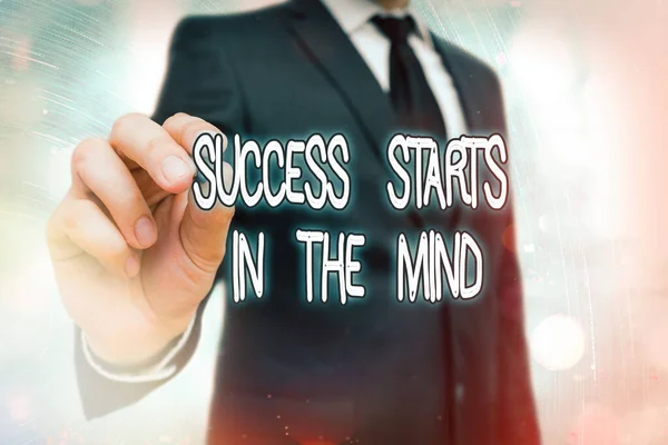 Word writing text Success Starts In The Mind. Business concept for set your mind to positivity it can go a long way.